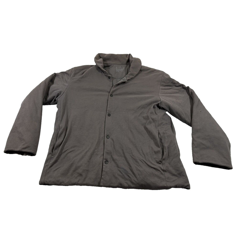 Muji Mens Brown Snap Button Quilted Reversible Puffer Jacket Grunge Light Sz XL